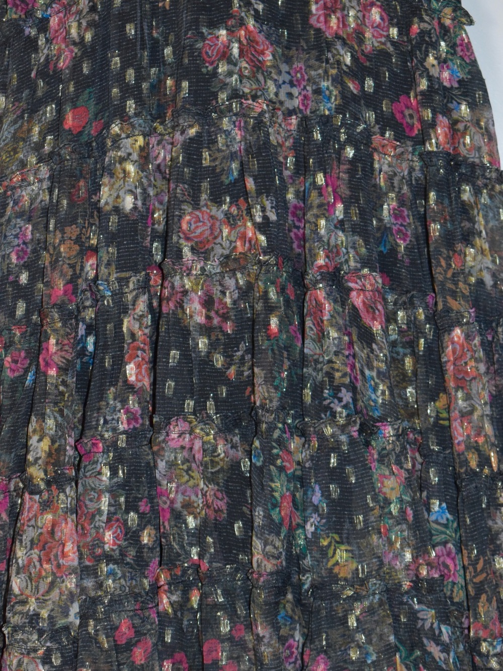 Floral, Flirty and Flowy Rococo Sand Jane Tier Mini Dress in Black size XS - Picture 3 of 7